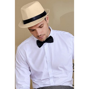 BABEYOND 1920s Panama Fedora Hat Cap for Men Gatsby Hat for Men 1920s Mens Gatsby Costume Accessories - BMEA2KWFY