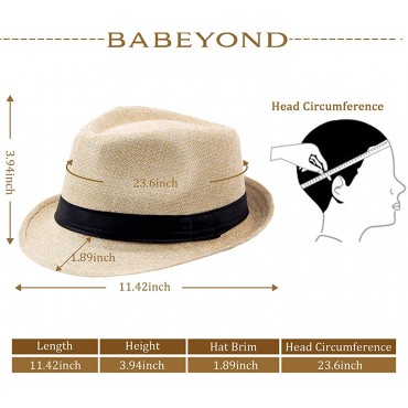 BABEYOND 1920s Panama Fedora Hat Cap for Men Gatsby Hat for Men 1920s Mens Gatsby Costume Accessories - BMEA2KWFY