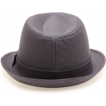 Classic Trilby Short Brim 100% Cotton Twill Fedora Hat with Band - BRKOGK2DK