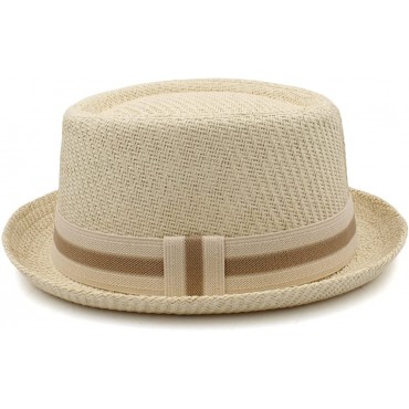Classical Straw Pork Pie Hats Fedora Men Women Sun Hat Trilby Caps Summer Beach Outdoor Travel Party Size - BWNNT2QT9