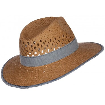 Denim Band Straw Panama Hat - BYXN9D4GC