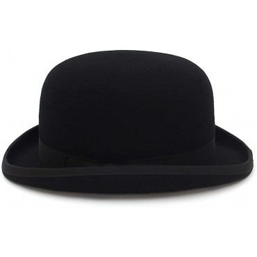 GEMVIE Mens 100% Wool Felt Bowler Derby Hat Theater Quality Satin Lined Bowler Hat Party Costume Accessory - B9ZXWXY45