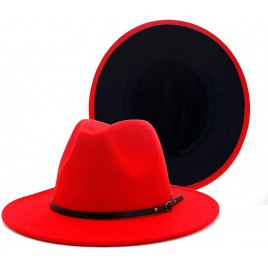 Gossifan Wide Brim Fedora Felt Panama Hat with Belt Buckle - BT7CLW2EJ
