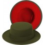 jingsha Two Tone Felt Fedora Hats Wide Brim Fedoras Flat Brim Fedora Hats with Band for Women and Men - BMK20U7OX