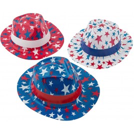 Kid’s Patriotic Fedora Hats with Bands Apparel Accessories 12 Pieces - B59O6A28B