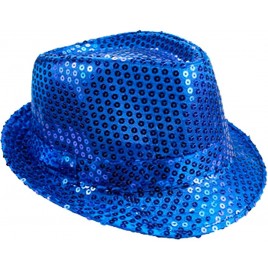 LAfashionist Sequin Royal Blue Party Fedora Hat - BXXS94XE4