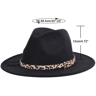 Leopard Fedora Hats for Women-Classic and Simple Wide Brim Fedora Hat,Fedora Hats for Men with Adjustable Drawstring - BTG2FI9TV