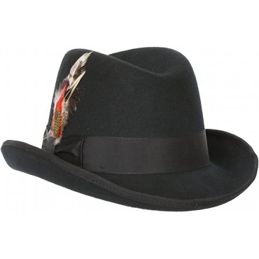 Levine Hats 9th Street Charles Firm Felt Homburg Godfather Hat 100% Wool - BIF23ULCC