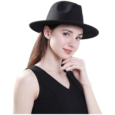 Lisianthus Men & Women Fedora Hat Belt Buckle Wide Brim Panama Hat - B5RIT7JKO
