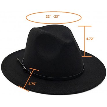 REVKI Wide Brim Fedora Hats for Women Dress Hats for Men Two Tone Panama Hat with Belt Buckle - B181D7YNO