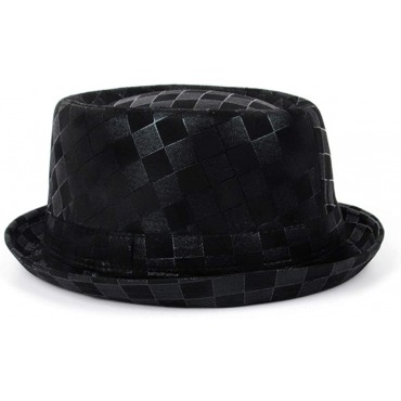 RZL Summer Sun Hats 3Szie Men Leather Pork Pie Hat Flat Dad Fedora Hat Church Jazz Hat 2Size: 57-58CM 58-59cm Color : Black 4 Size : 60-61 - B7KHGQ8SJ