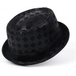RZL Summer Sun Hats 3Szie Men Leather Pork Pie Hat Flat Dad Fedora Hat Church Jazz Hat 2Size: 57-58CM 58-59cm Color : Black 4 Size : 60-61 - B7KHGQ8SJ