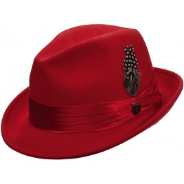 STACY ADAMS Men's Crush Wool Felt Fedora Hat L Red - BF1FGPADA