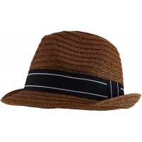Trendy Apparel Shop Men's Paper Straw Woven Striped Band Stingy Fedora Hat - BIWT0I8TA