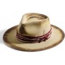 Vintage Fedora Firm Wool Felt Panama Rancher Hat Classic for Men Women Wide Brim with Strip Lightning Logo Distressed - BWHXDXYAR