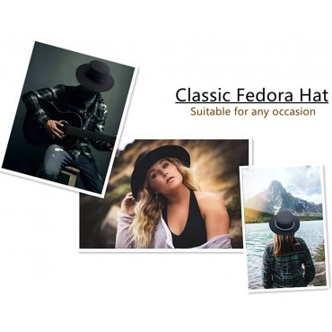 Willheoy Fedora Hats for Women Flat Top Hat for Men Pork Pie Hat Wide Brim Church Hat Boater Trilby Cap - BLTLEUUN8