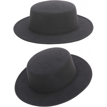 YEAJOIN Fashion Classic Black Fedora Flat Hat Wide Brim Jazz Hats Church Derby Cap for Women and Men - BRJ9YYF3J