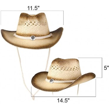 ArtCreativity Straw Cowboy Hat for Teens and Adults 1PC Cowboy Costume Hat with Chinstrap and Sunburst Pendant Cow Boy Costume Prop for Kids Dress Up Parties and Country Concerts Beige - B7Z2UO5MX