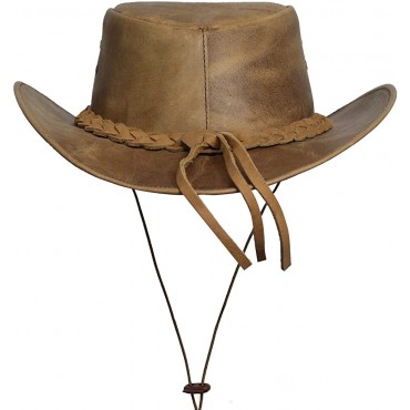BRANDSLOCK Leather Cowboy Hat for Men Women Lightweight Handcrafted Western Shapeable Wide Brim Durable Cowgirl Outback Hat - BD7UQS88A