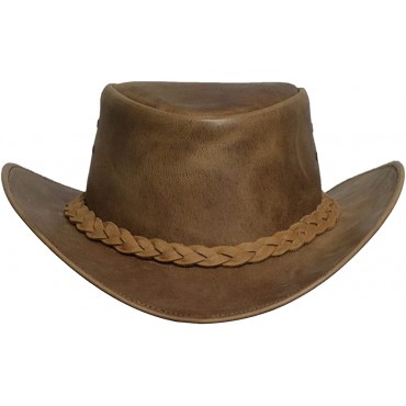 BRANDSLOCK Leather Cowboy Hat for Men Women Lightweight Handcrafted Western Shapeable Wide Brim Durable Cowgirl Outback Hat - BD7UQS88A