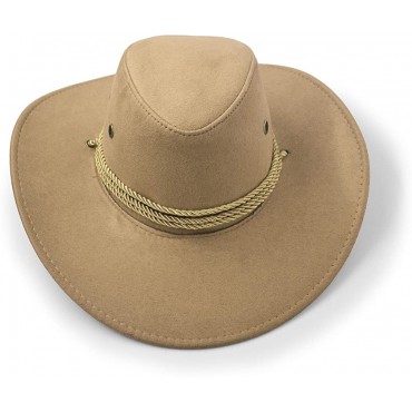 Cowboy Hat Sun Hat Faux Felt Leather Suede Travel Cap Western Hat Outdoor Sun Protect - BCKMSPDDF