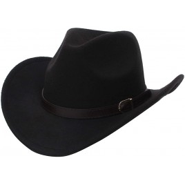 GEMVIE Cowboy Hat for Men Women Classic Roll Up Brim Fedora Cowgirl Hat Western Cowboy Hat with Belt - BW8D7WGN7