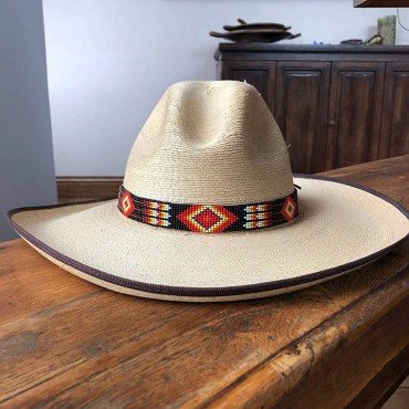 Mayan Arts Beaded Hat Band Hatband Cowgirl Western Leather Ties Men Women Handmade in Guatemala 7 8 Inches x 21 Inches - BQM0CZG00