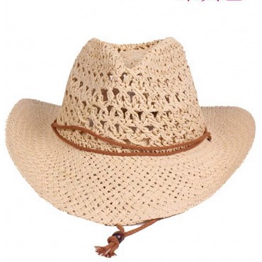 Men Cowboy Sun Hat Foldable Straw Hat Classic Western Newsboy Cap Summer Wide Brim Roll Up Raffia Cowboy Hat - BUG0M9HEJ