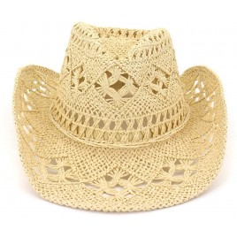 New Outdoor Couple Hat Travel Sunscreen hat Western Cowboy Straw Hat Hand Woven Straw Hat - BQT5XPQBA