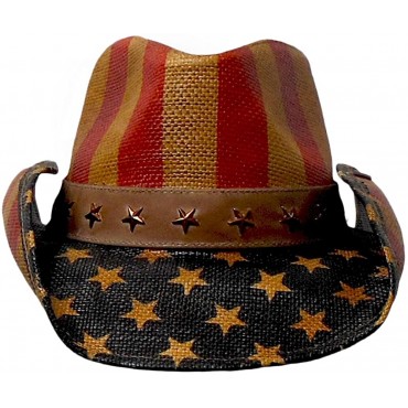 Peter Grimm Vintage Drifter Cowboy Hat USA American Flag Patriotic America - BQQCPEK0L