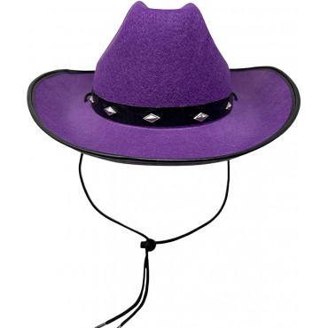 Purple Western Felt Cowboy Hat with Metal Studs Band with Paisely Bandana - BHO6NCRGO