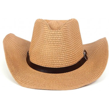 Womens Straw Cowboy Hat Summer-Beach-Panama Shapeable Floppy Sun-Hat Men & Women Wide Brim Fedora - B0773GQIJ