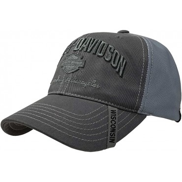Harley-Davidson Men's Baseball Cap H-D Bar & Shield Mesh Hat w Distrssed Bill Black - B875VWBFI