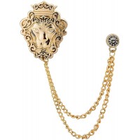A N KINGPiiN Golden Crowned Lion King with Hanging Chain Lapel Pin Brooch Suit Stud Shirt Studs Men's Accessories - BZAQCE0LF