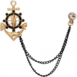 AN KINGPiiN Lapel Pin for Men Anchor Rudder Ships Wheel Nautical with Hanging Chain Brooch Suit Stud Shirt Studs Men's Accessories Black - BVKQRQ7RP