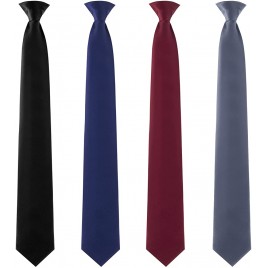 Clip on Ties for Men 4 Pieces Solid Color Men's Tie Men's Clip on Tie Men's Clip on Necktie Pretied Men's Button Ties - BEDQH7OZL