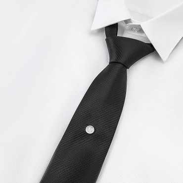 Dannyshi Mens tie pins with Chain Round Silver Wedding Business Initials A-Z tie Clip Gift - BNEPTRESZ