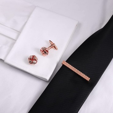 HAWSON Metal Cufflinks and Tie Clip Set for Men Novelty Cuff Links and Tie Bar Gifts for Wedding Level,Football Musical Symbols Designs - B6LOWK9WU