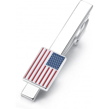 HONEY BEAR Men US Flag Tie Clip Bar Stars Stripes American Flag Wedding Gift 5.4cm - BDZ3J1UMJ