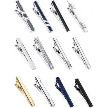 Jstyle 12 Pcs Tie Clips Set for Men Tie Bar Clip Set for Regular Ties Necktie Wedding Business Clips with Gift Box - BG6PEDEY2