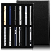 Jstyle 12 Pcs Tie Clips Set for Men Tie Bar Clip Set for Regular Ties Necktie Wedding Business Clips with Gift Box - BG6PEDEY2