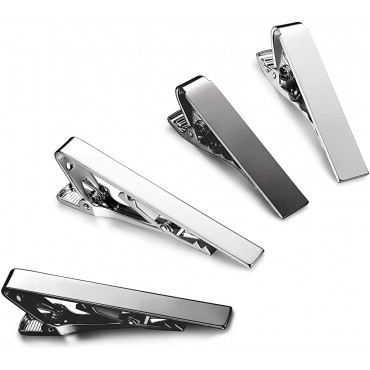 LOYALLOOK 2-4pcs Mens Tie Bar Pinch Clip Set for Regular Ties and Skinny Tie with Gift Box Silver Black Tone Pack 1.5-2.15Inches - BPDZL8SFB
