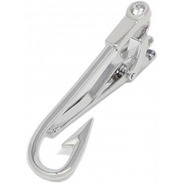 MENDEPOT Fishing Hook Tie Clip Rhodium Plated Nolvety Fishhook Tie Clip With Box - B6DIR8WS2