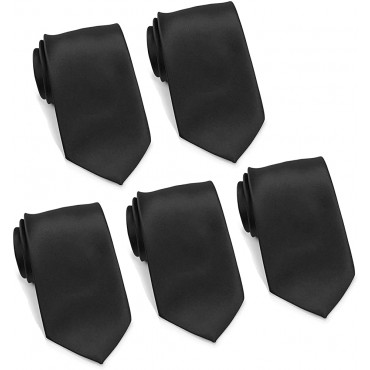 Mens Formal Tie Wholesale Lot of 5 Mens Solid Color Wedding Ties 3.5 Satin Finish - B0RP8RKD3