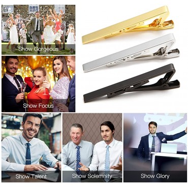 MIAOSHOUTAO Tie Clips for Men 3Pcs Tie Clip Set Gold Silver Black Tie Clips for Best Gifts for Your Father Lover and Friends in Daily Life Wedding Party Meeting. - BUUQAH913