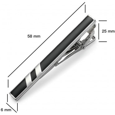 MOZETO Tie Clips for Men Classic Style Silver Tie Bar Set for Regular Ties Luxury Box Gift Ideas - B9N5LTGTP
