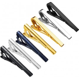 Roctee 7 Pack Tie Clip Set Mens Tie Bar | Formal Business Necktie Bar Pinch Tie Clip in Gold Silvery Black Navy | Best Gifts for Father Lover Friends and Husband - BHOR7JGX0