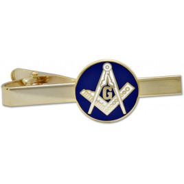 Square & Compass Masonic Tie Clip [Blue & Gold][2 1 4'' Wide] - BTRA7KQ2U