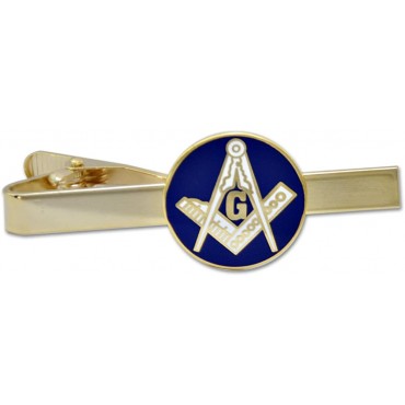 Square & Compass Masonic Tie Clip [Blue & Gold][2 1 4'' Wide] - BTRA7KQ2U
