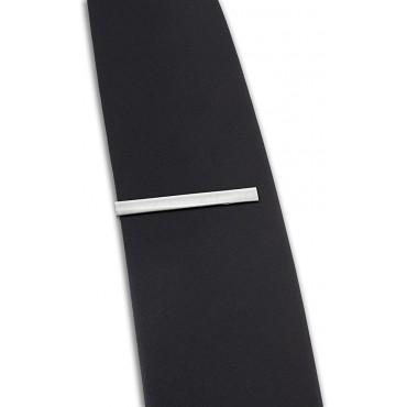 The Executive Tie Bar Clip Brushed Silver Tone with Premium Pinch Clasp + Deluxe Gift Box - BE9ETMPFG